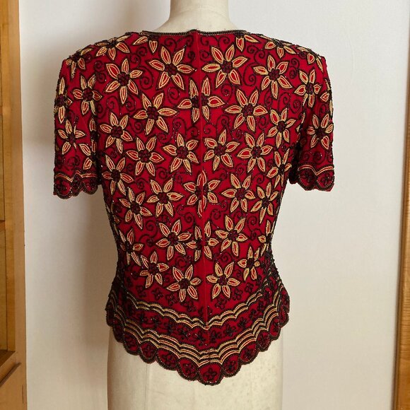 Adrianna Papell Boutique Beaded Silk Top - Picture 11 of 11